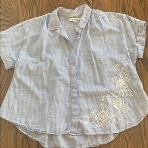 Madewell striped short sleeved button down shirt